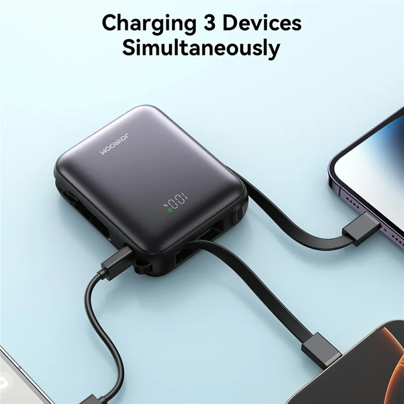 Chargeur de batterie externe JOYROOM JR-PBF27 10 000 mAh 22,5 W avec deux câbles intégrés - Noir