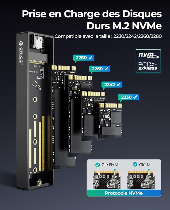 Boitier disque dur SSD M2 ORICO