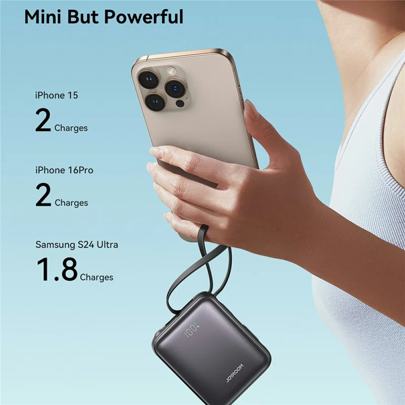 Chargeur de batterie externe JOYROOM JR-PBF27 10 000 mAh 22,5 W avec deux câbles intégrés - Noir